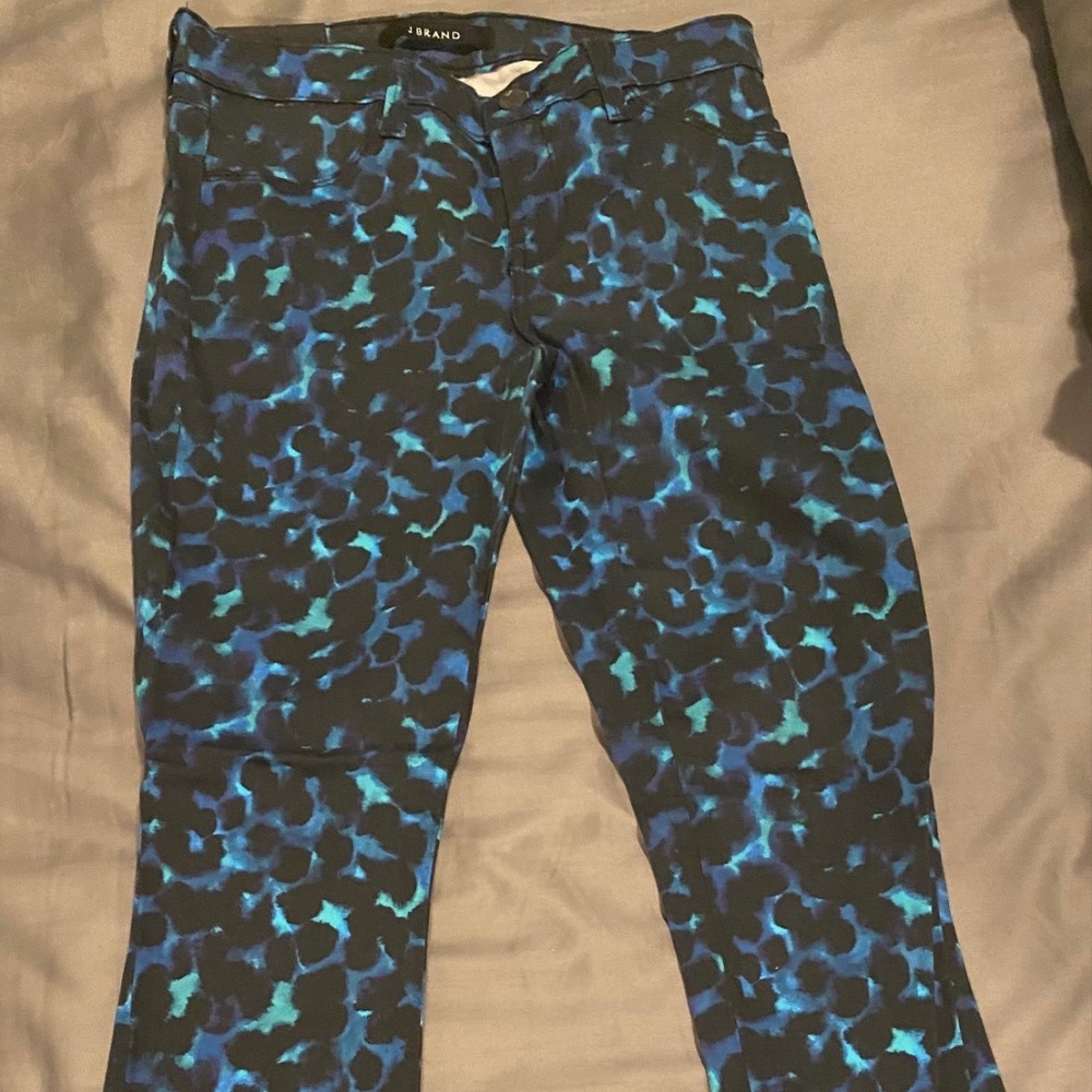 BNWT J Brand Ink Blot Black Blue Aqua Super Skinny Jeans Size 26